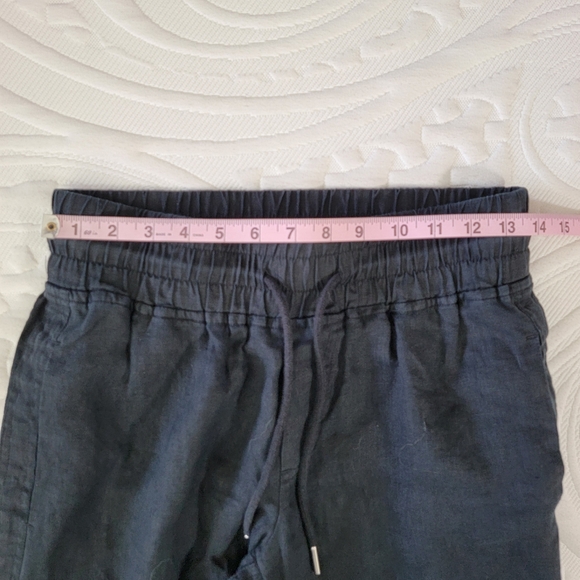 QUINCE 100% European Linen Wide Leg Pants Black Elastic Waist Drawstring Small - Picture 9 of 12